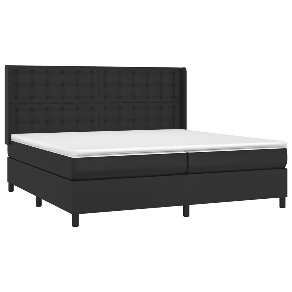 vidaXL Łóżko kontynentalne z materacem, czarne, ekoskóra 200x200 cm