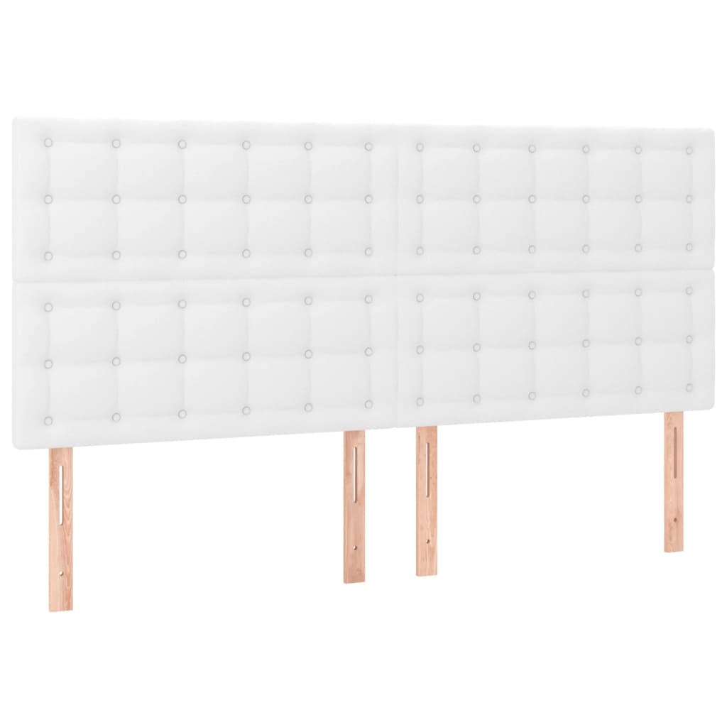 vidaXL Łóżko kontynentalne z materacem, białe, ekoskóra 200x200 cm