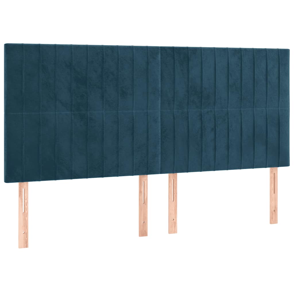 vidaXL Łóżko kontynentalne z materacem, niebieskie, aksamit, 200x200cm
