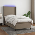 vidaXL Łóżko kontynentalne z materacem, taupe, 90x190 cm, tkanina