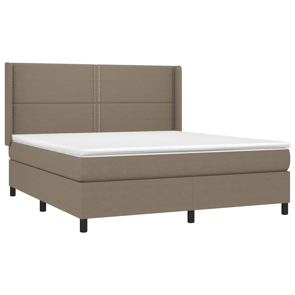 vidaXL Łóżko kontynentalne z materacem, taupe, 180 x 200 cm, tkanina