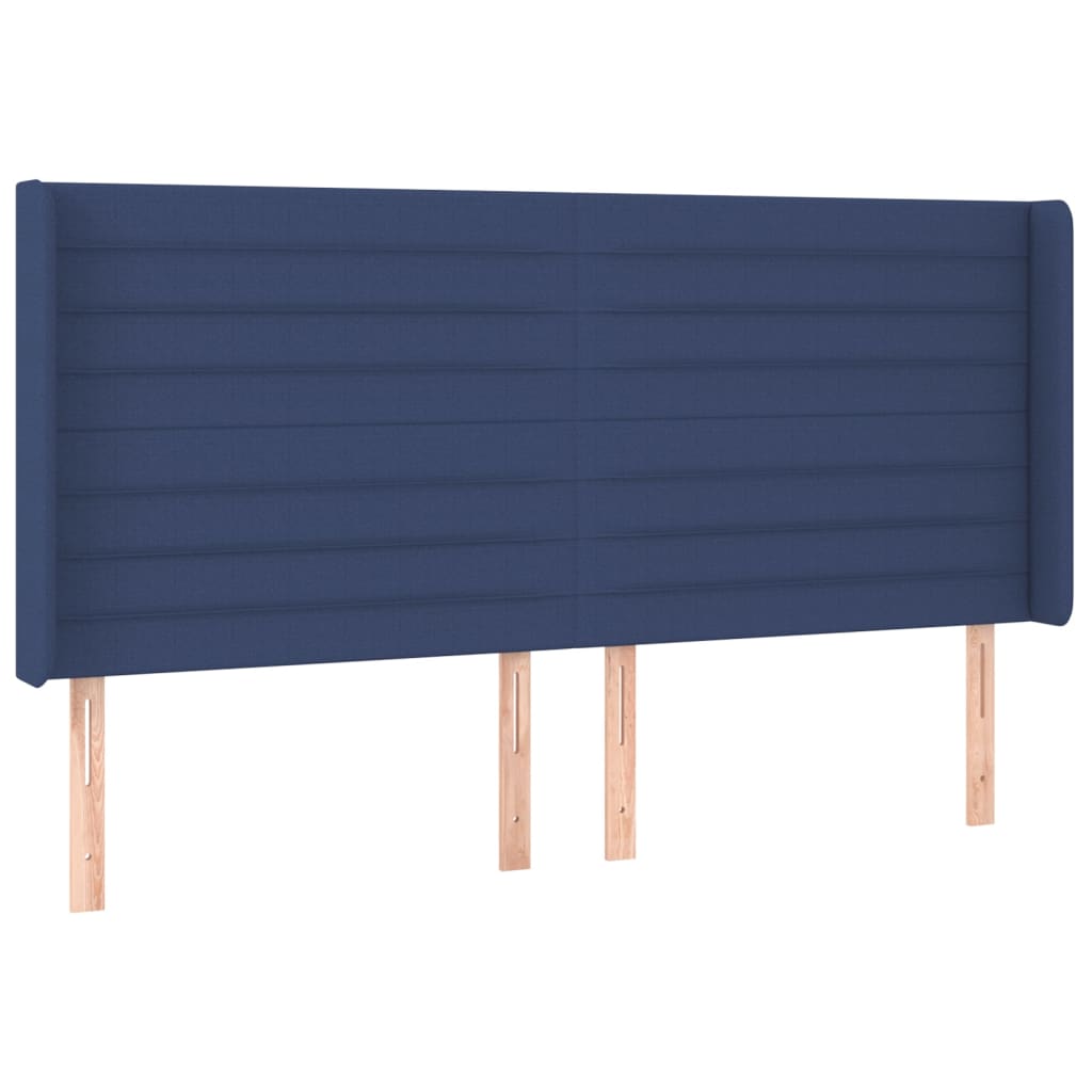 vidaXL Łóżko kontynentalne z materacem, niebieskie 200x200 cm, tkanina