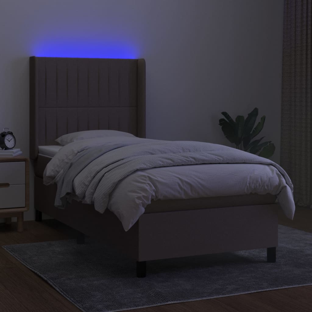 vidaXL Łóżko kontynentalne z materacem, taupe, 80x200 cm, tkanina