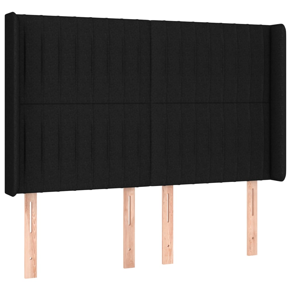 vidaXL Łóżko kontynentalne z materacem, czarne, 140x200 cm, tkanina