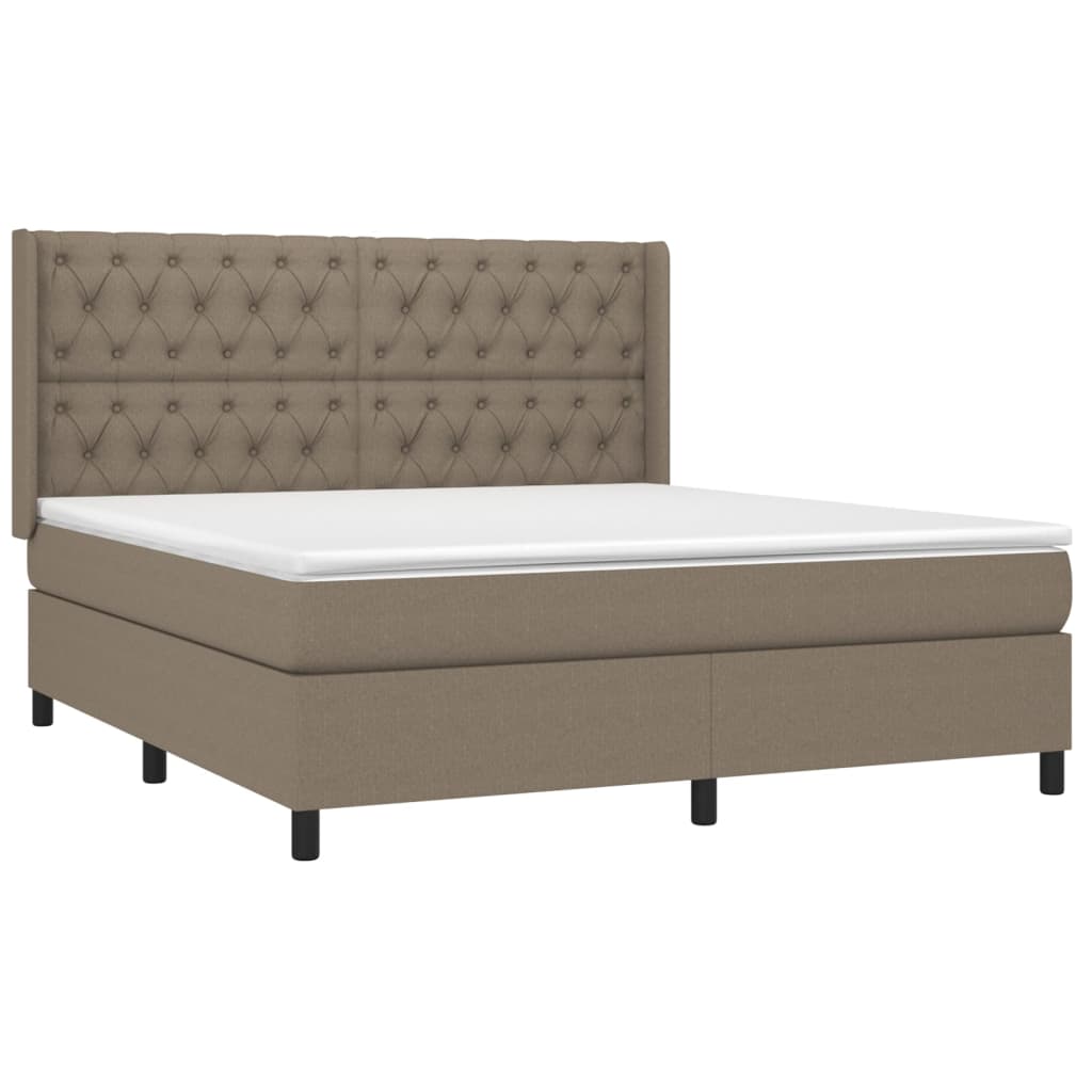 vidaXL Łóżko kontynentalne z materacem, taupe, 160x200 cm, tkanina