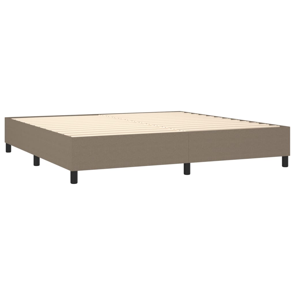 vidaXL Łóżko kontynentalne z materacem, taupe, 200 x 200 cm, tkanina