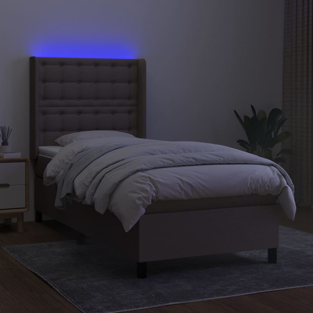 vidaXL Łóżko kontynentalne z materacem, taupe, 80x200 cm, tkanina