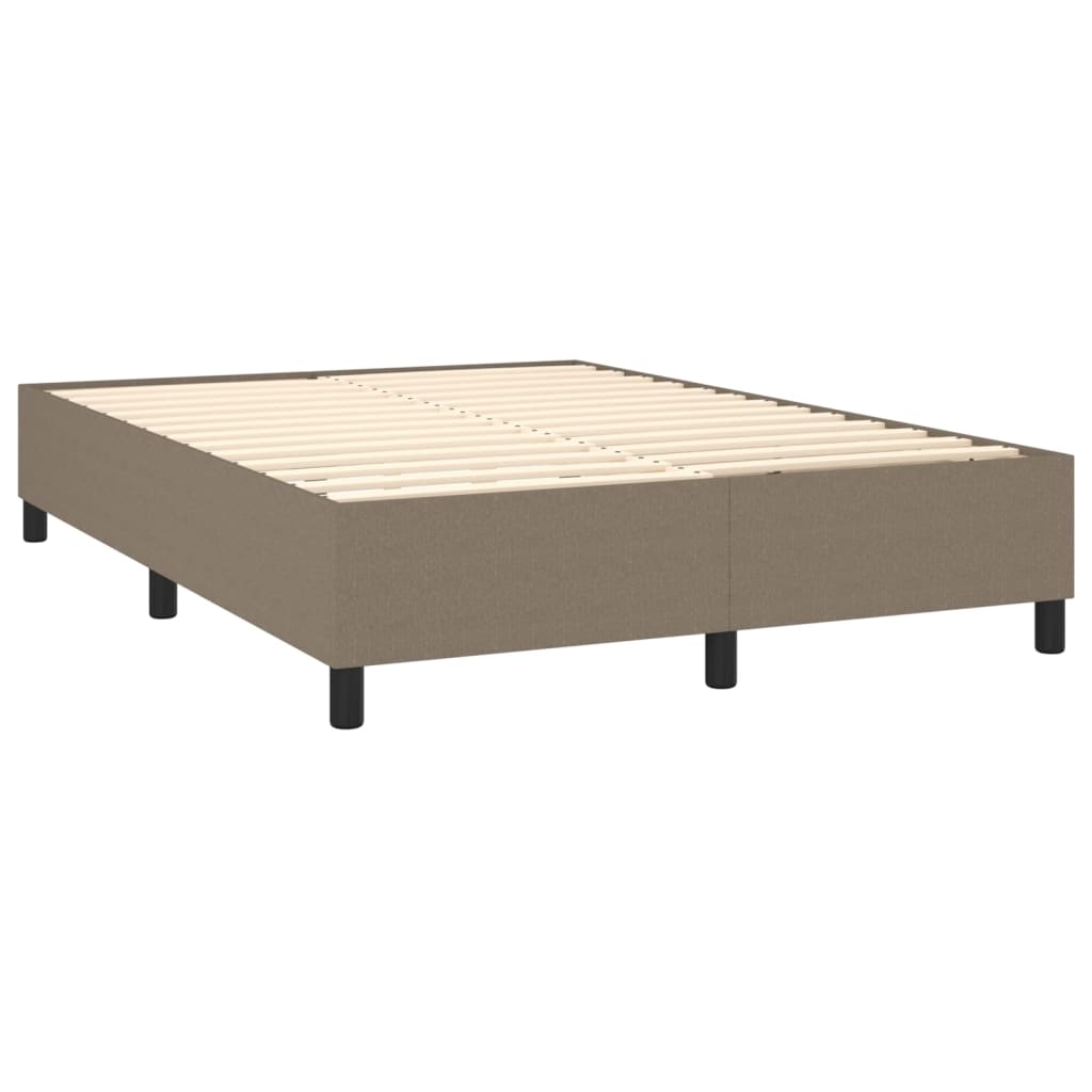 vidaXL Łóżko kontynentalne z materacem, taupe, 140x190 cm, tkanina