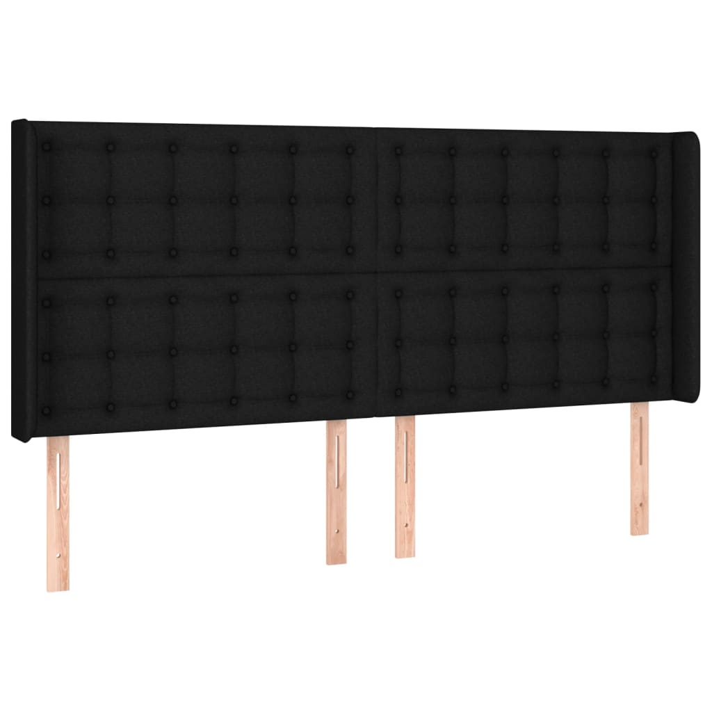 vidaXL Łóżko kontynentalne z materacem, czarne, 160x200 cm, tkanina