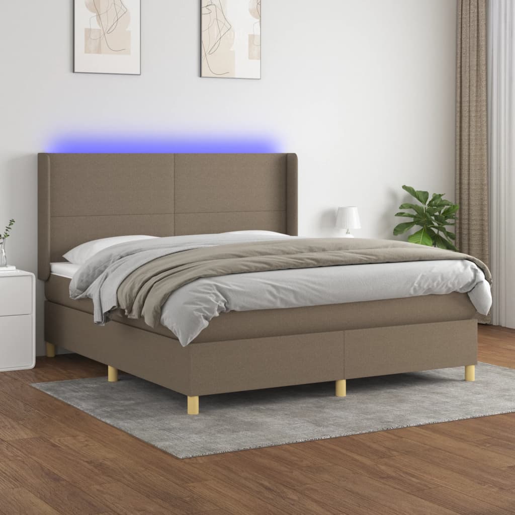 vidaXL Łóżko kontynentalne z materacem, taupe, 180 x 200 cm, tkanina