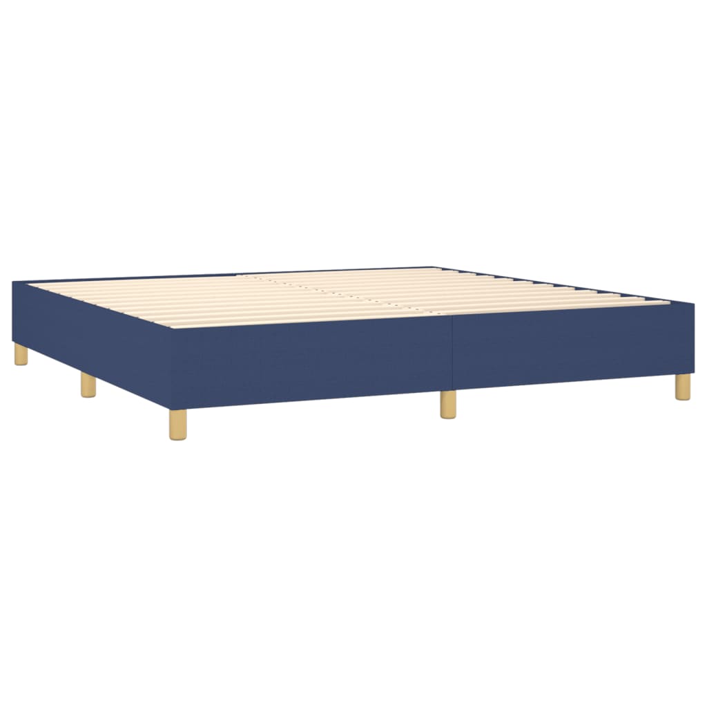 vidaXL Łóżko kontynentalne z materacem, niebieskie 200x200 cm, tkanina