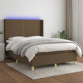 vidaXL Łóżko kontynentalne z materacem, brązowe, 140x190 cm, tkanina