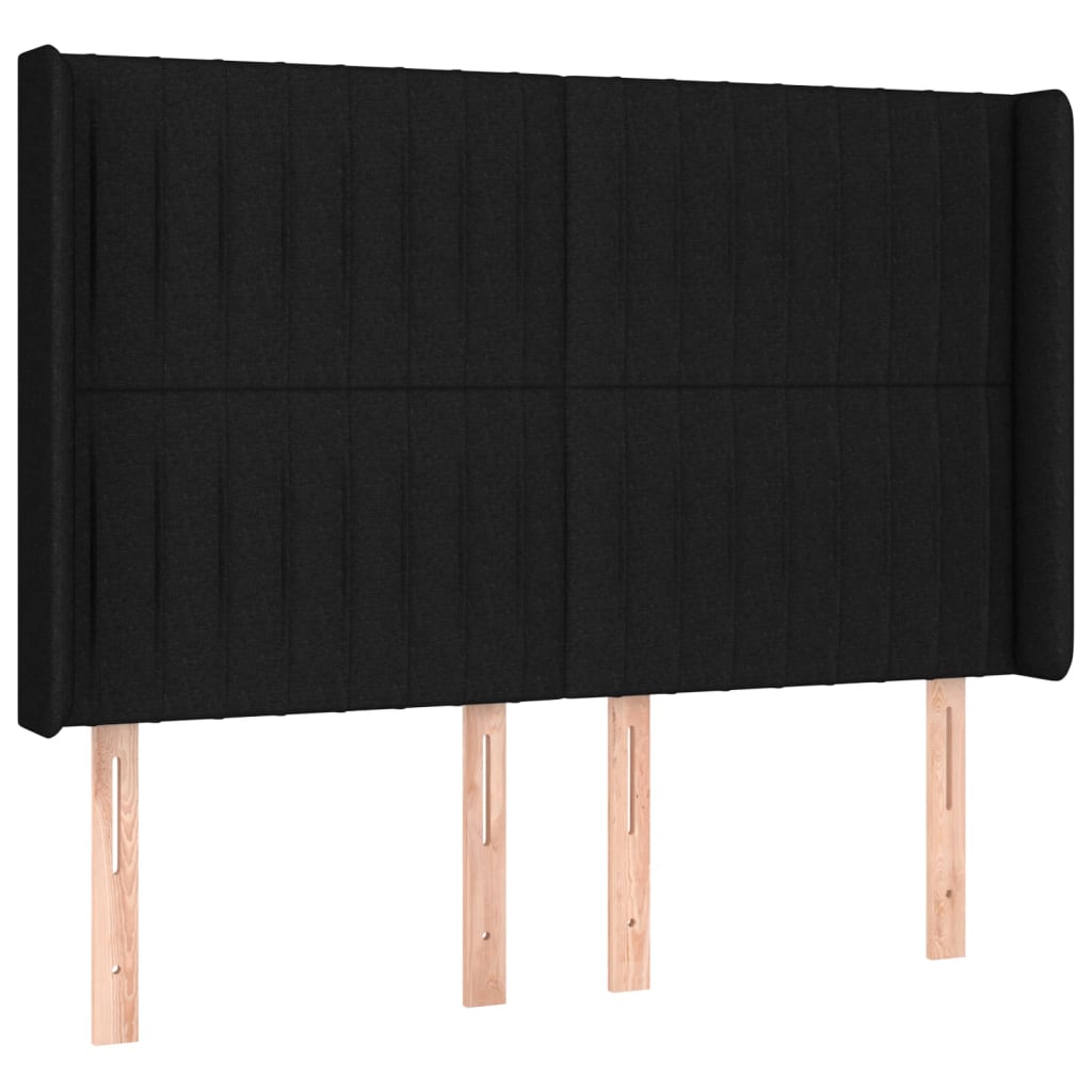 vidaXL Łóżko kontynentalne z materacem, czarne, 140x190 cm, tkanina
