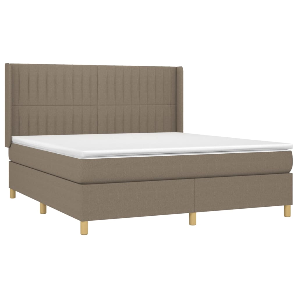 vidaXL Łóżko kontynentalne z materacem, taupe, 180 x 200 cm, tkanina
