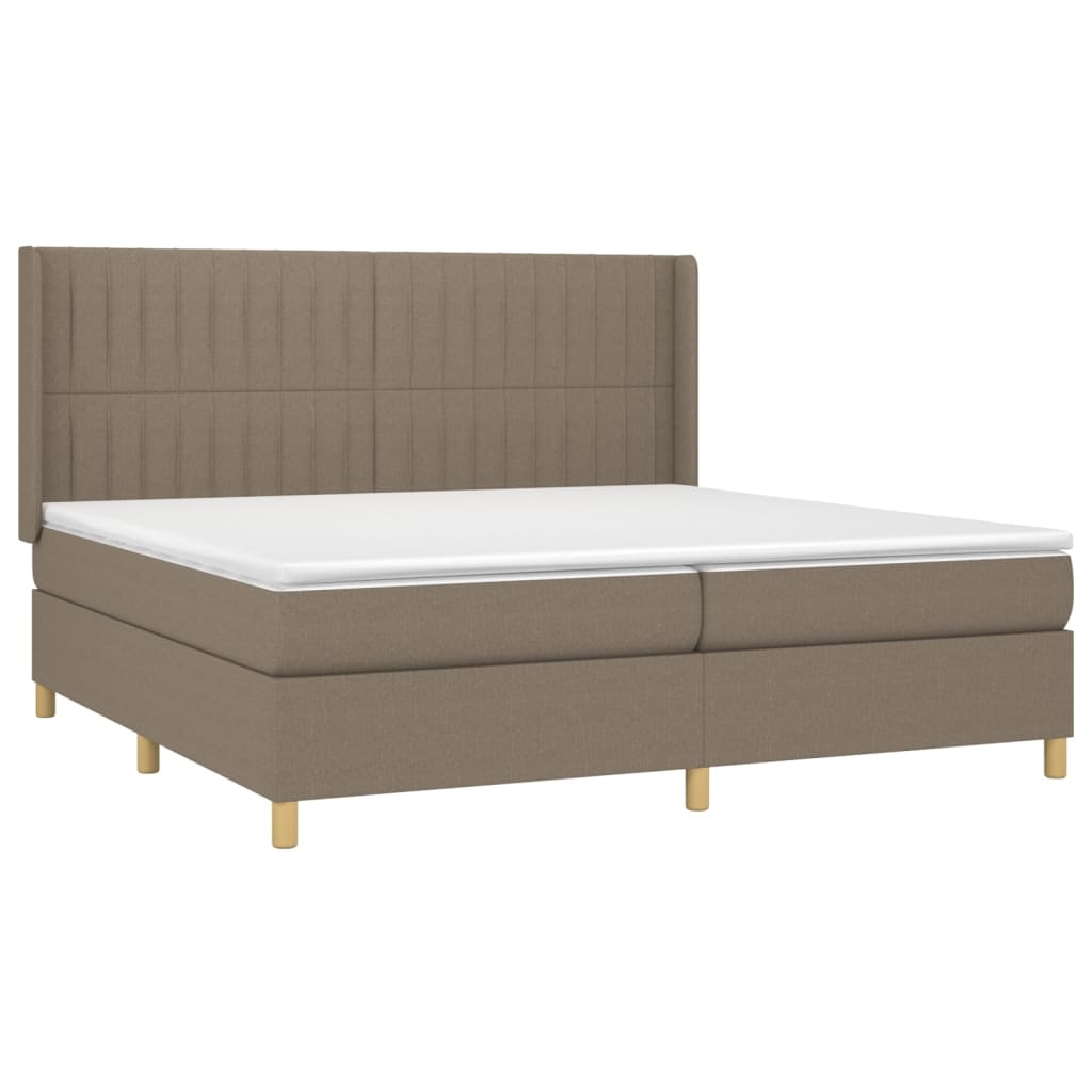 vidaXL Łóżko kontynentalne z materacem, taupe, 200 x 200 cm, tkanina