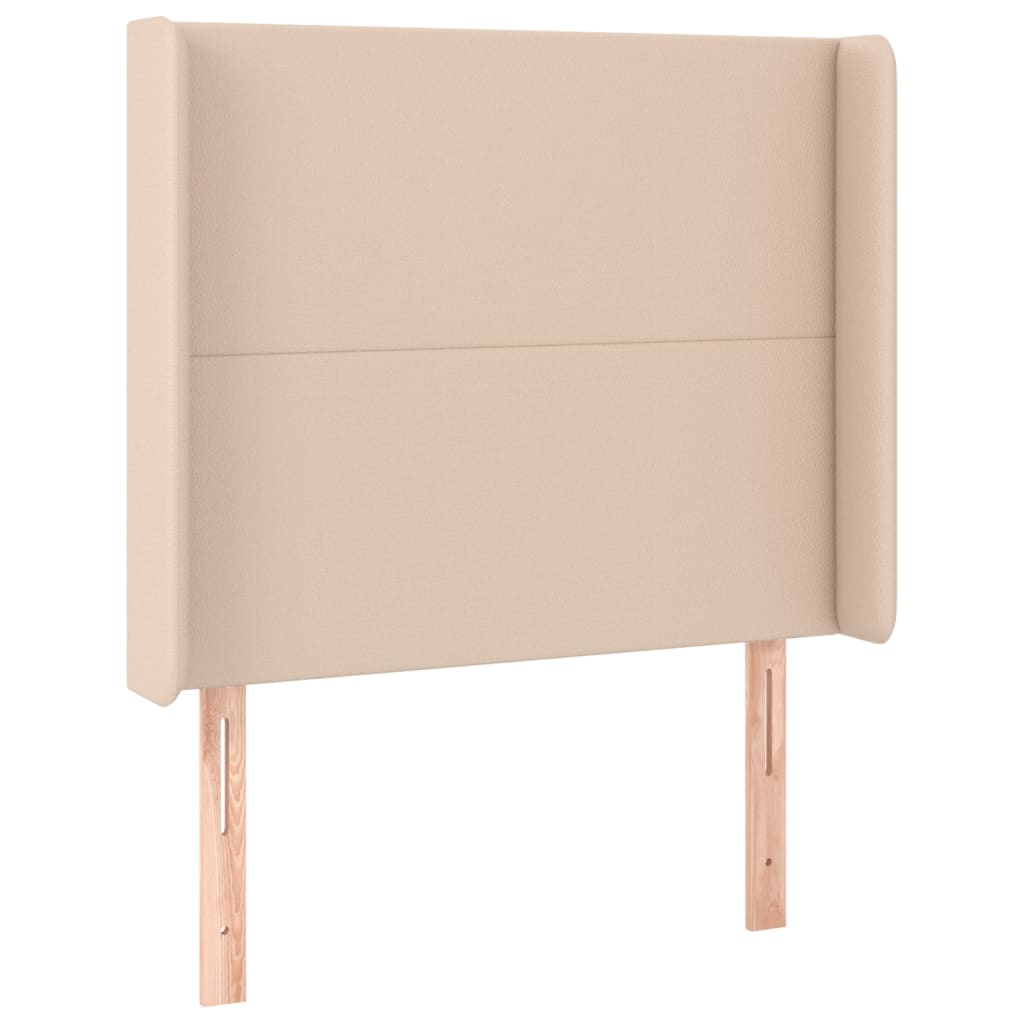 vidaXL Łóżko kontynentalne, materac i LED cappuccino ekoskóra 80x200cm