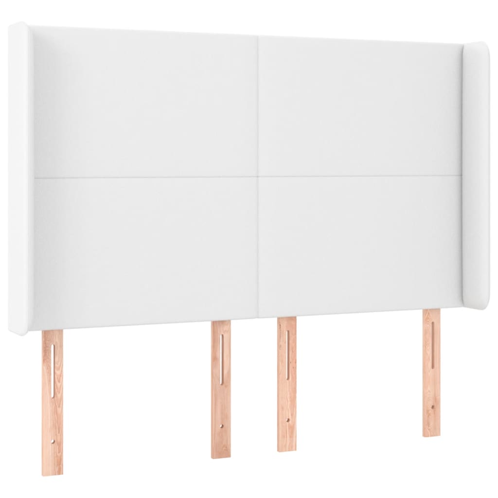 vidaXL Łóżko kontynentalne z materacem i LED, biała ekoskóra 140x190cm
