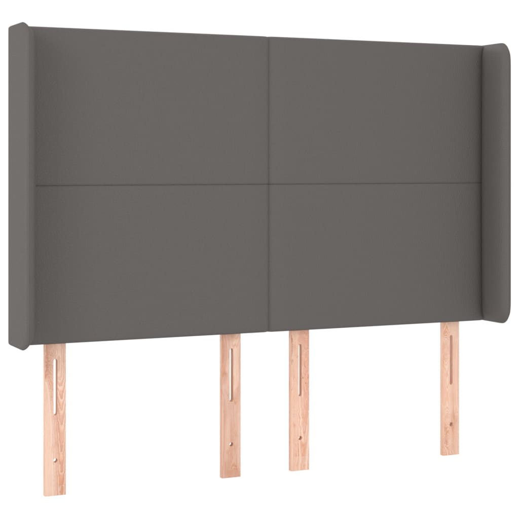 vidaXL Łóżko kontynentalne z materacem i LED, szara ekoskóra 140x190cm