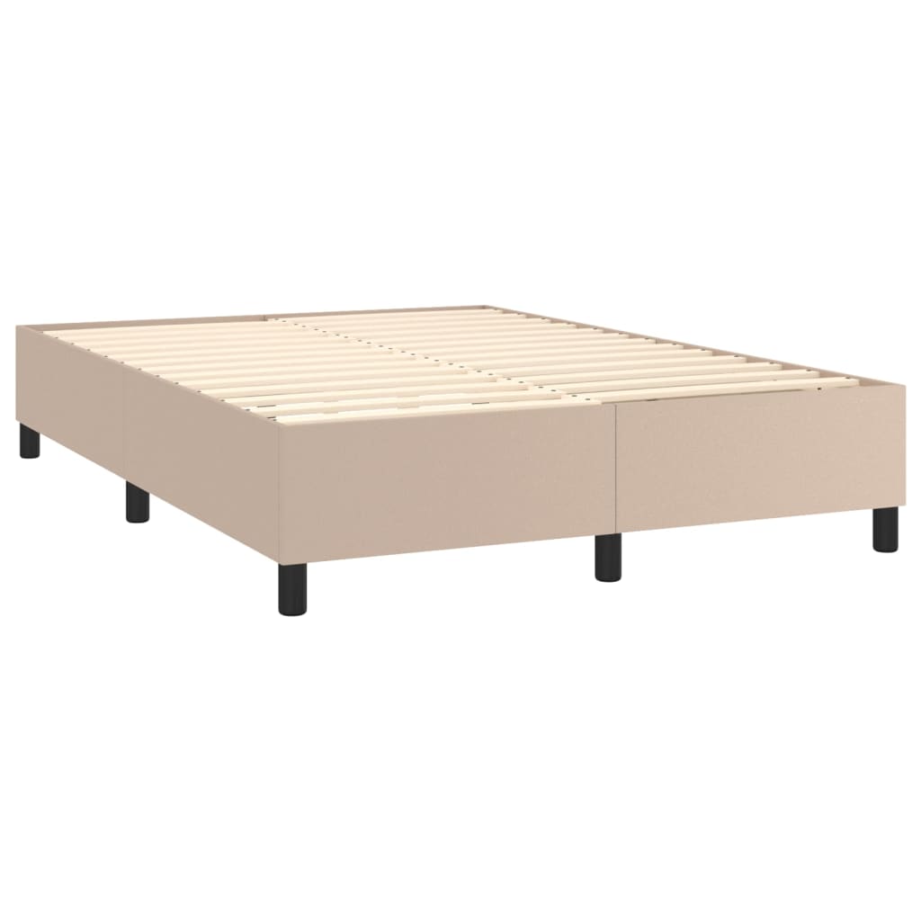 vidaXL Łóżko kontynentalne, materac i LED cappuccino 140x190 cm