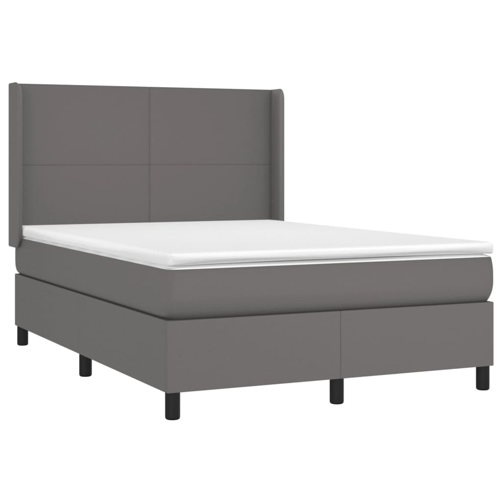 vidaXL Łóżko kontynentalne z materacem i LED, szara ekoskóra 140x200cm