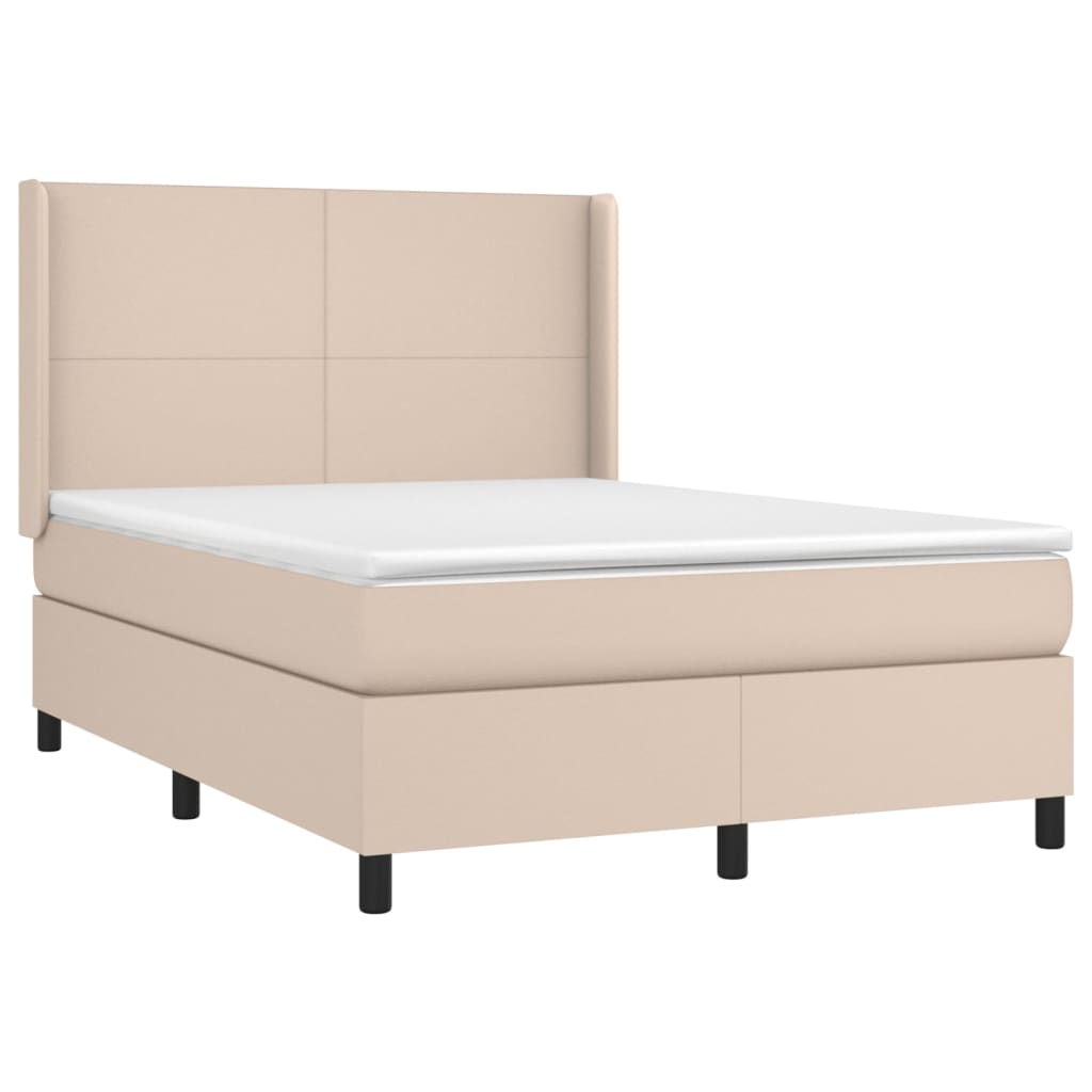 vidaXL Łóżko kontynentalne, materac i LED cappuccino 140x200 cm