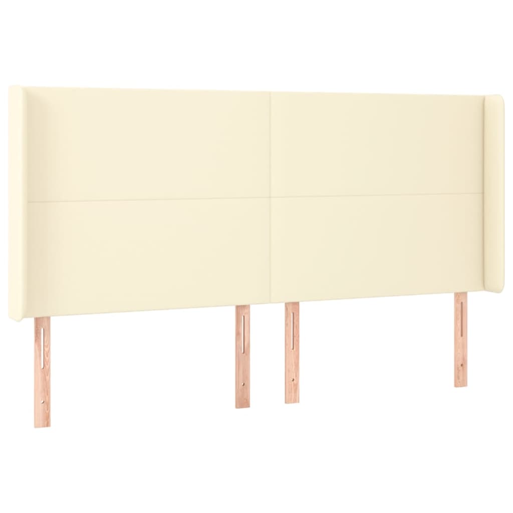 vidaXL Łóżko kontynentalne z LED, materac, kremowe, ekoskóra 160x200cm