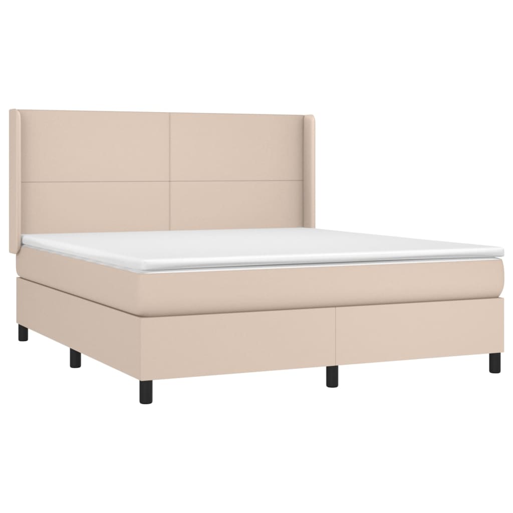 vidaXL Łóżko kontynentalne, materac i LED cappuccino 160x200 cm