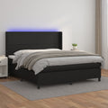 vidaXL Łóżko kontynentalne z materacem i LED czarna ekoskóra 180x200cm