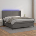 vidaXL Łóżko kontynentalne z materacem i LED, szara ekoskóra 180x200cm