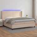 vidaXL Łóżko kontynentalne, materac i LED cappuccino 200x200 cm