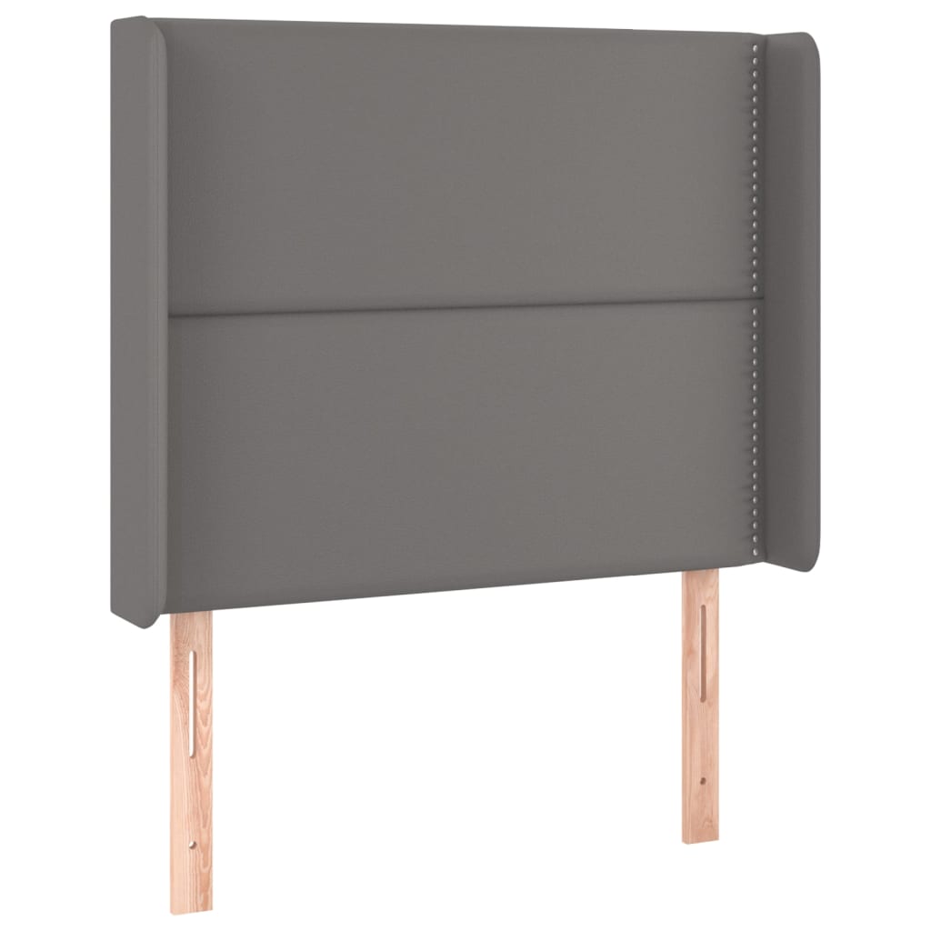 vidaXL Łóżko kontynentalne z materacem i LED, szara ekoskóra 100x200cm