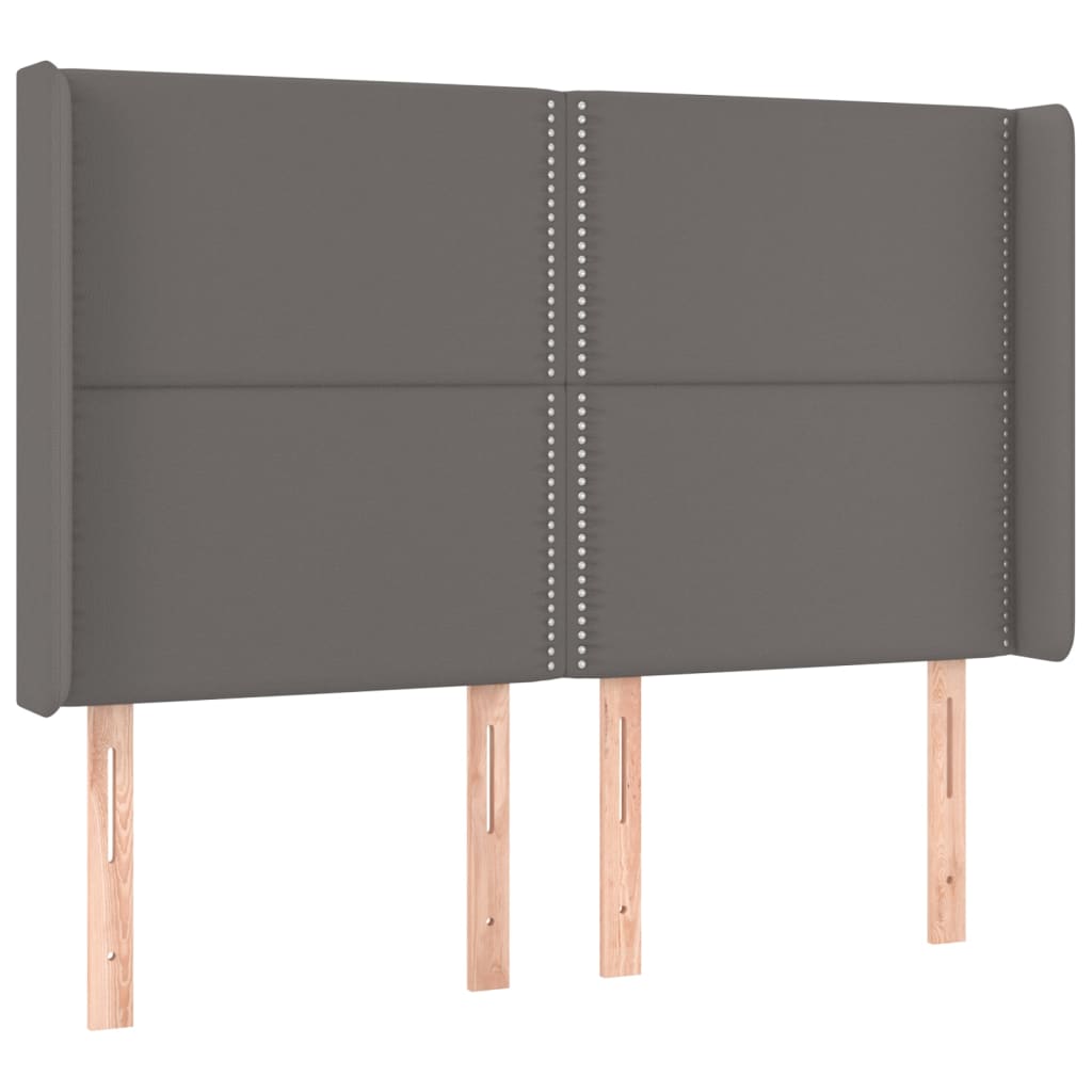vidaXL Łóżko kontynentalne z materacem i LED, szara ekoskóra 140x200cm