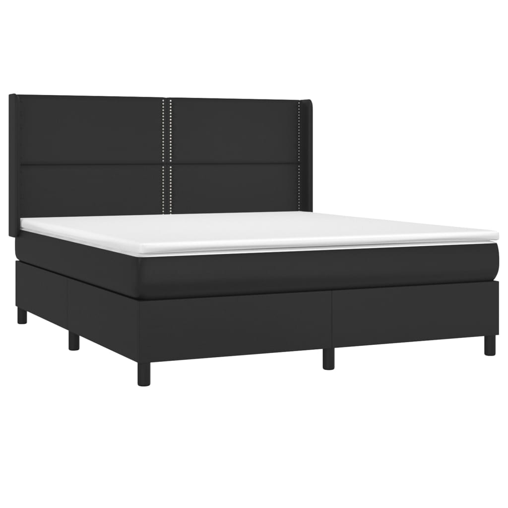 vidaXL Łóżko kontynentalne z materacem i LED czarna ekoskóra 180x200cm