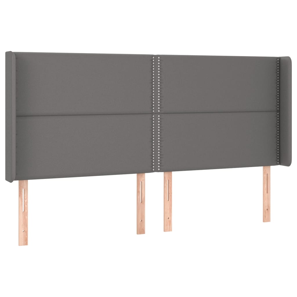 vidaXL Łóżko kontynentalne z materacem i LED, szara ekoskóra 200x200cm