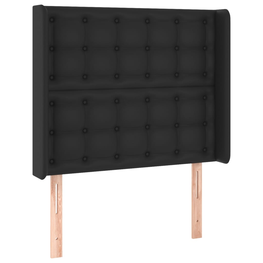vidaXL Łóżko kontynentalne z materacem i LED czarna ekoskóra 80x200 cm