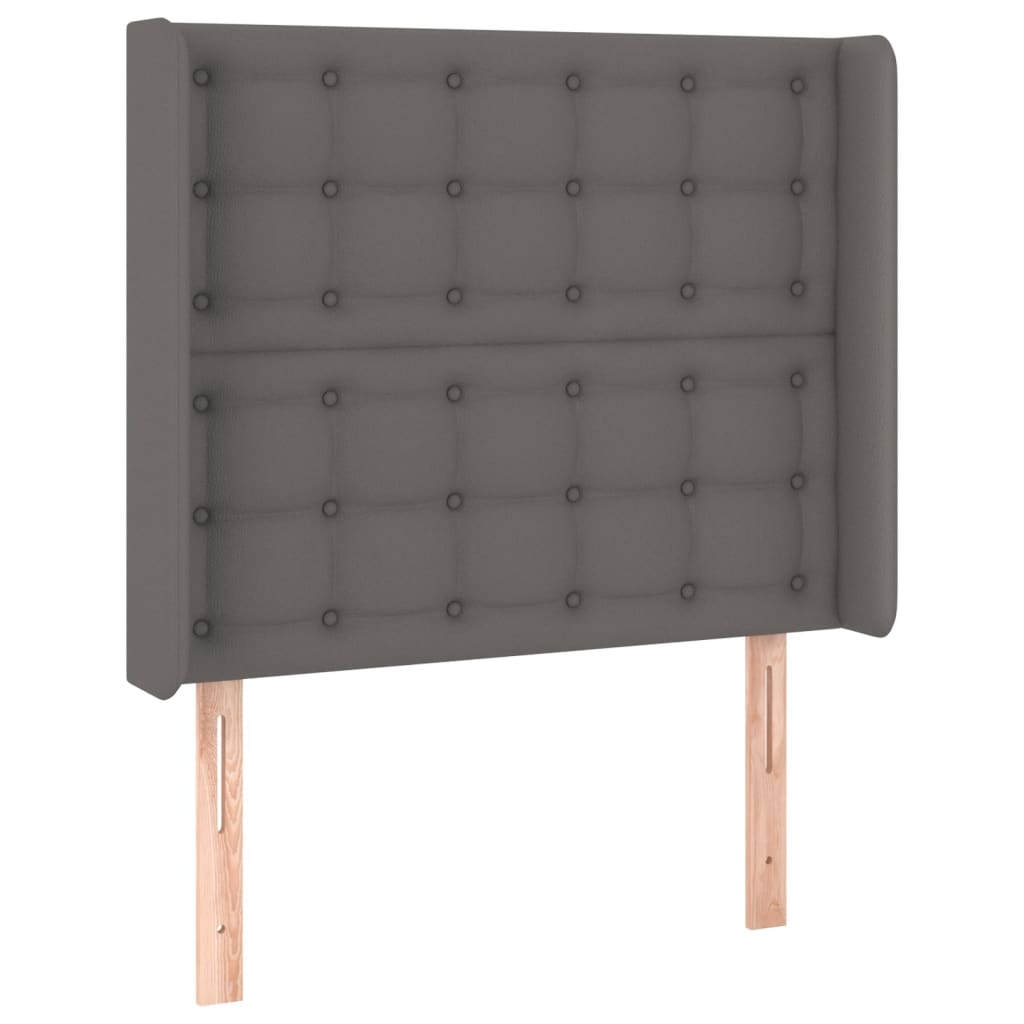 vidaXL Łóżko kontynentalne z materacem i LED, szara ekoskóra 90x190 cm