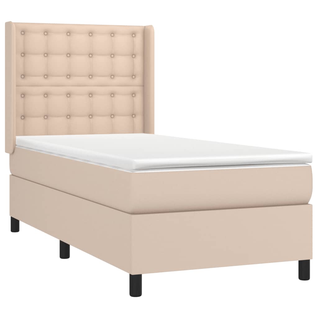 vidaXL Łóżko kontynentalne, materac i LED cappuccino 100x200 cm