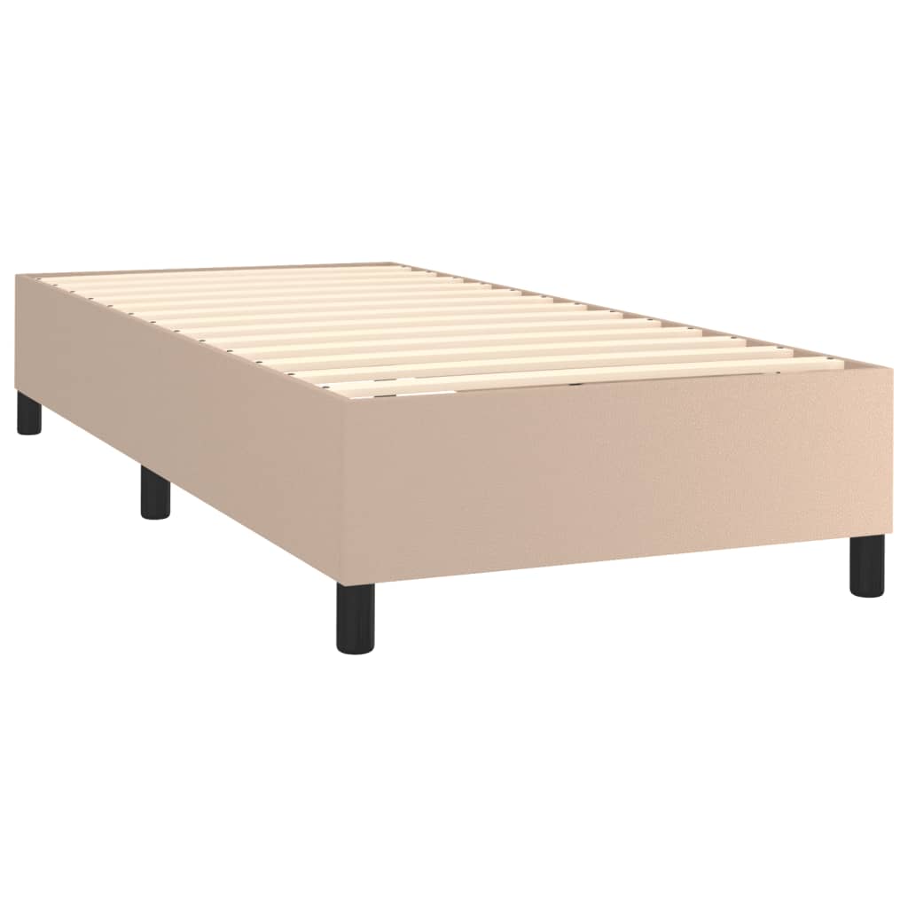 vidaXL Łóżko kontynentalne, materac i LED cappuccino 100x200 cm
