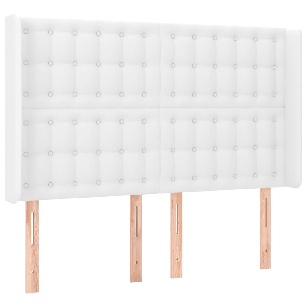 vidaXL Łóżko kontynentalne z materacem i LED, biała ekoskóra 140x190cm