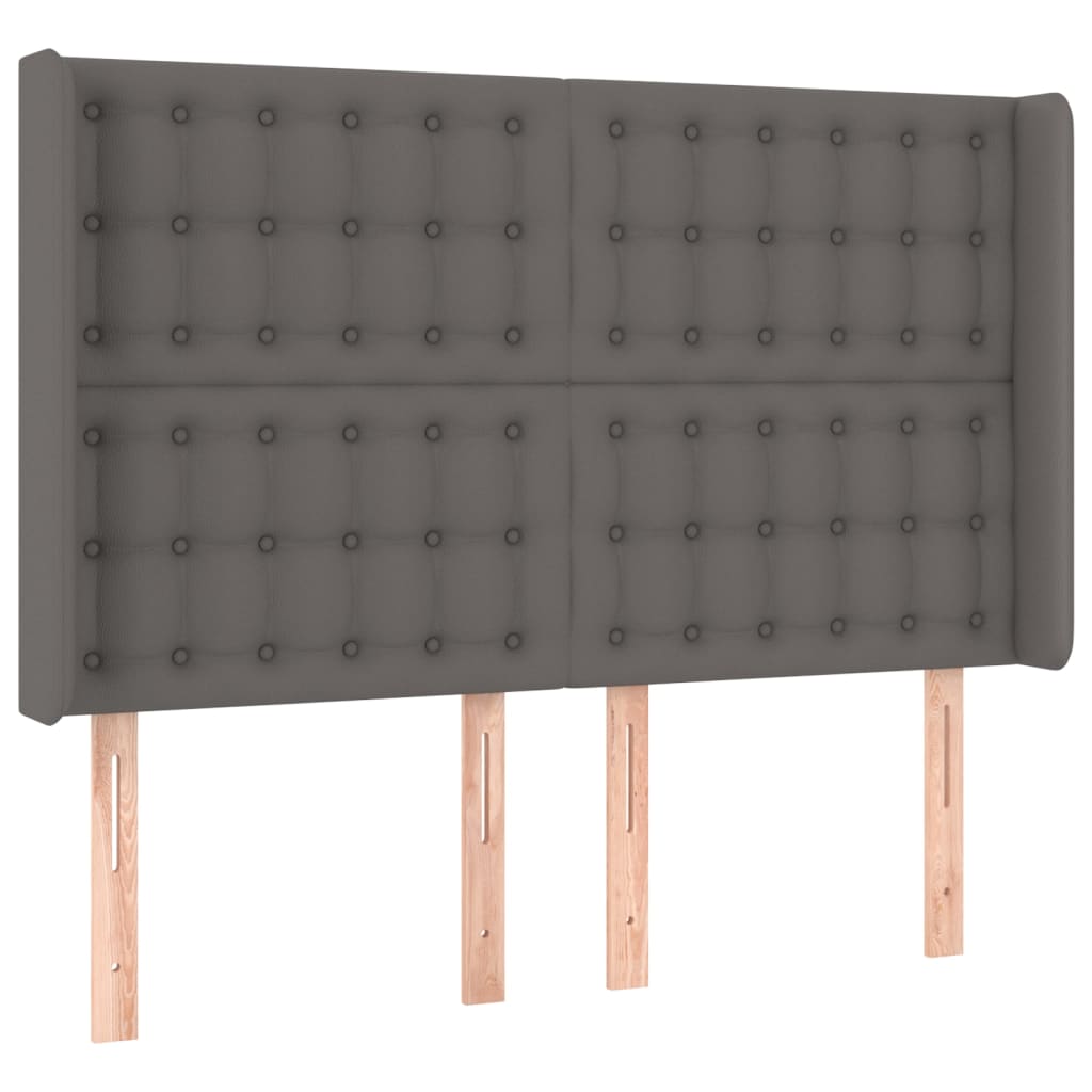 vidaXL Łóżko kontynentalne z materacem i LED, szara ekoskóra 140x190cm