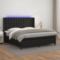 vidaXL Łóżko kontynentalne z materacem i LED czarna ekoskóra 160x200cm