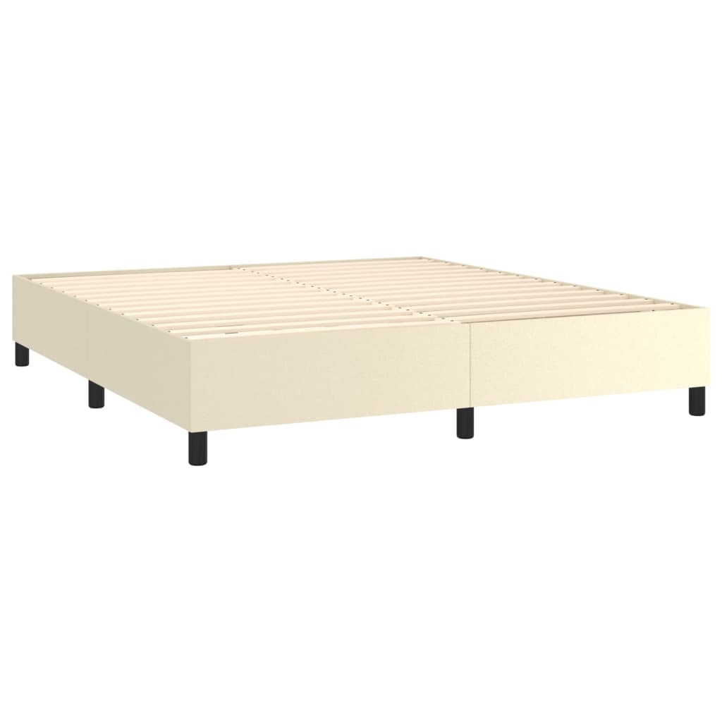 vidaXL Łóżko kontynentalne z LED, materac, kremowe, ekoskóra 160x200cm