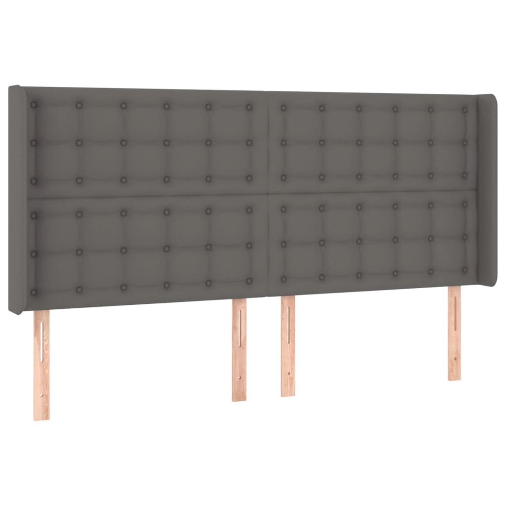 vidaXL Łóżko kontynentalne z materacem i LED, szara ekoskóra 180x200cm