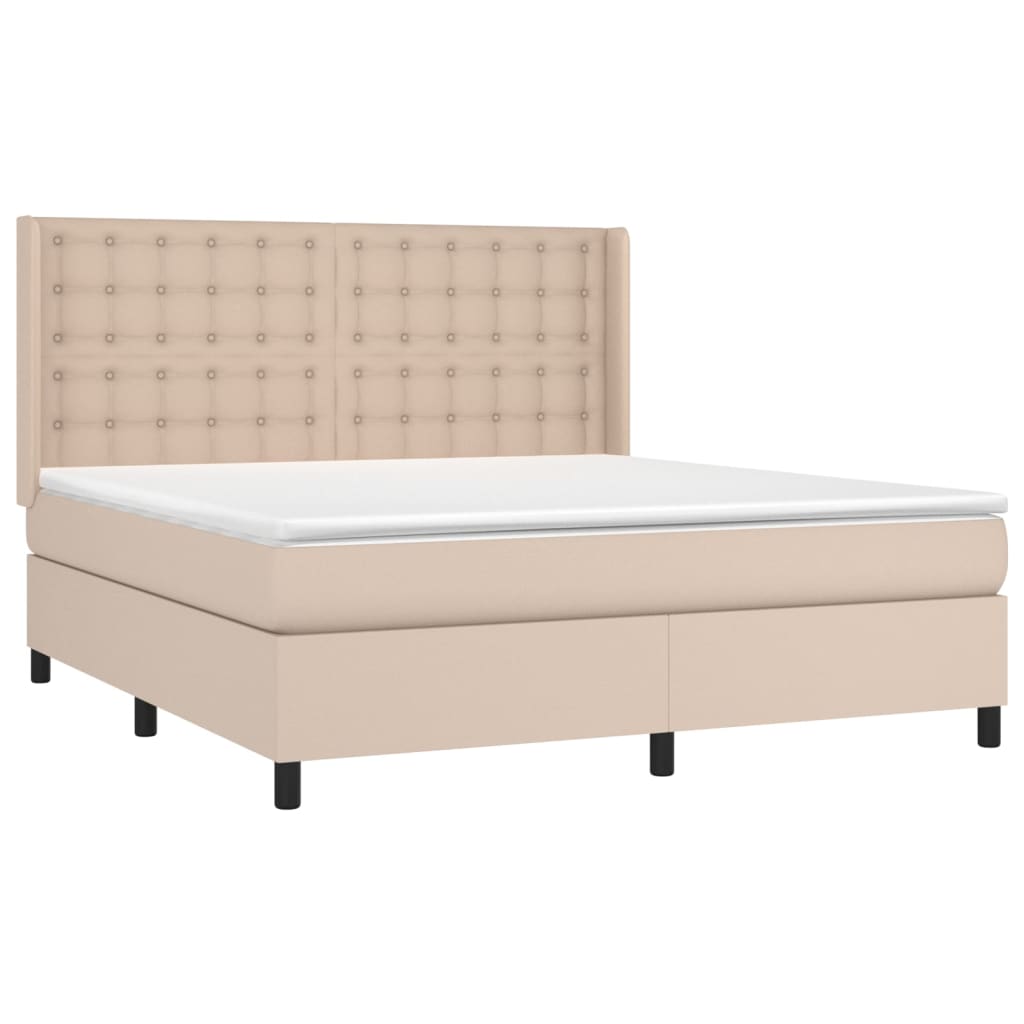 vidaXL Łóżko kontynentalne, materac i LED cappuccino 180x200 cm