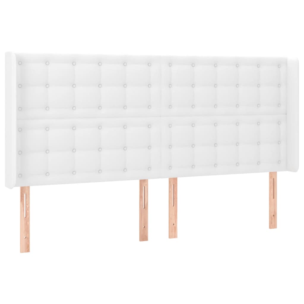 vidaXL Łóżko kontynentalne z materacem i LED, biała ekoskóra 200x200cm
