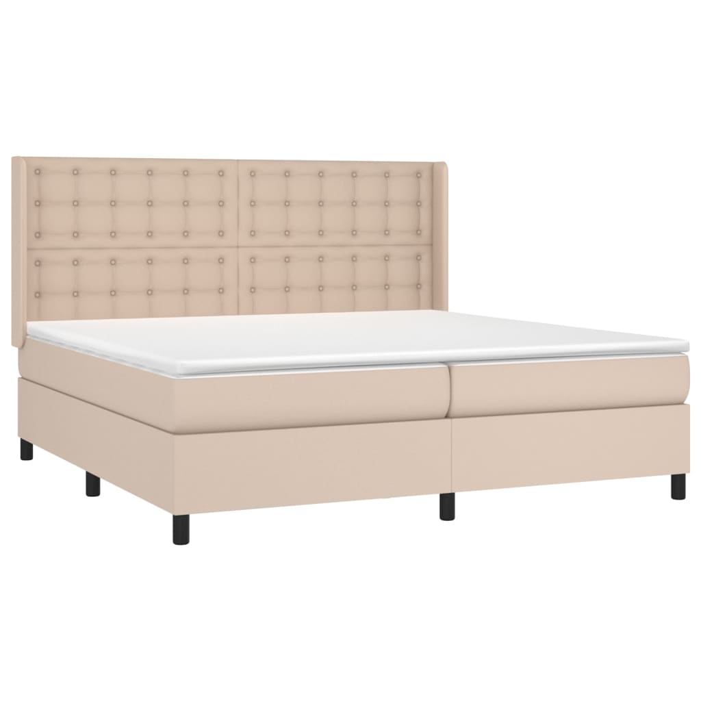 vidaXL Łóżko kontynentalne, materac i LED cappuccino 200x200 cm