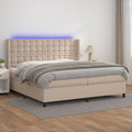 vidaXL Łóżko kontynentalne, materac i LED cappuccino 200x200 cm