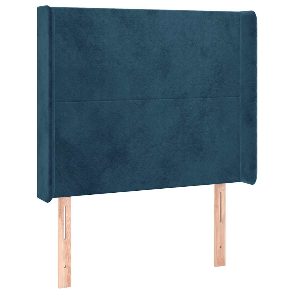 vidaXL Łóżko kontynentalne, materac i LED, niebieski aksamit 90x200 cm