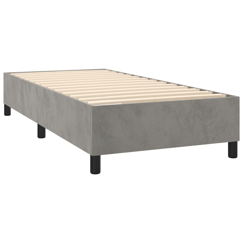 vidaXL Łóżko kontynentalne z materacem i LED, szare 100x200cm, aksamit