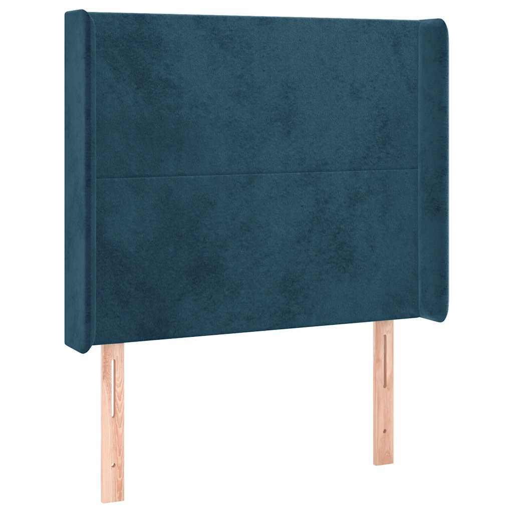 vidaXL Łóżko kontynentalne, materac i LED, niebieski aksamit 100x200cm